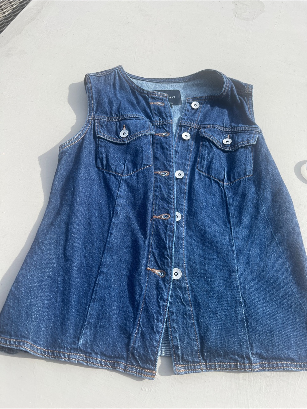 Sanctuary Dark Blue Denim Button-Front Vest